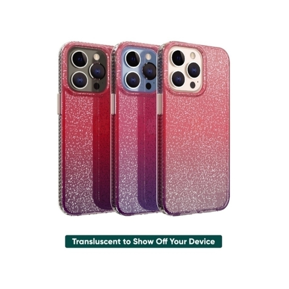 ONN. Purple Pink Red Glitter Ombre IPhone 2021 6.7" Screen Case - Picture 5 of 10